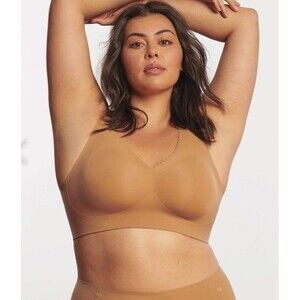 Evelyn & Bobbie The Evelyn Bra Large Wireless Mica Brown Tan Seamless *No Pads